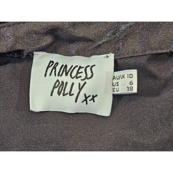 MDS Women's 6 Princess Polly Button Front Satin Long Sleeve Mini Dress Tunic EUC - Picture 6 of 8